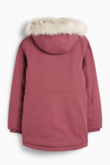 Kinder Mädchen - Regenjacke mit Kapuze - gefüttert - wasserdicht - dunkelrosa
