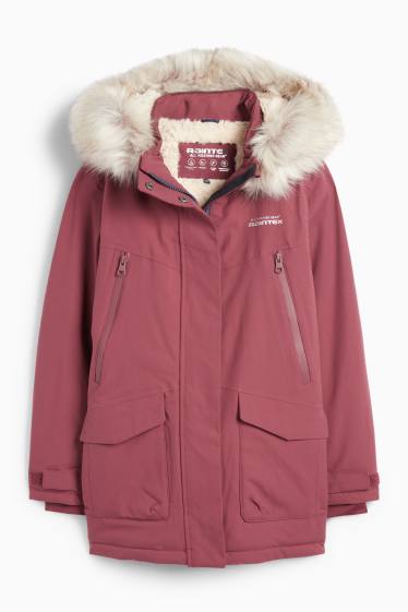 Kinder Mädchen - Regenjacke mit Kapuze - gefüttert - wasserdicht - dunkelrosa