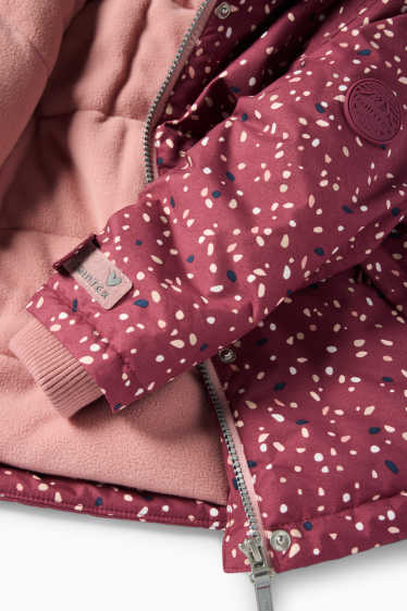Kinder Mädchen - Regenjacke mit Kapuze - gefüttert - wasserdicht - gemustert - rosa