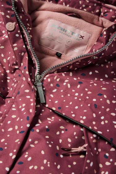 Kinder Mädchen - Regenjacke mit Kapuze - gefüttert - wasserdicht - gemustert - rosa