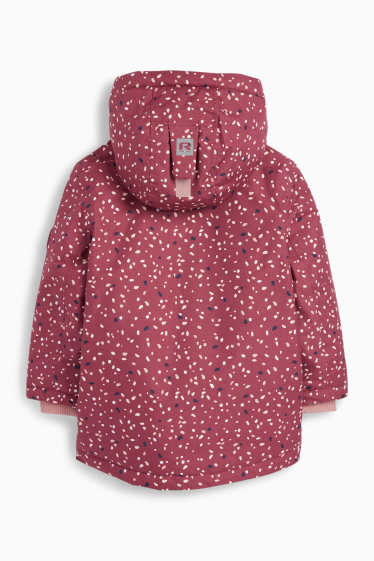 Kinder Mädchen - Regenjacke mit Kapuze - gefüttert - wasserdicht - gemustert - rosa