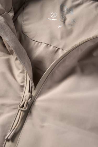 Men - Quilted jacket with hood - water-repellent - beige