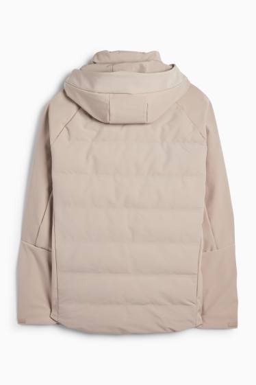 Men - Quilted jacket with hood - water-repellent - beige