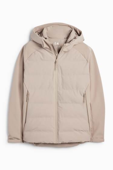 Men - Quilted jacket with hood - water-repellent - beige