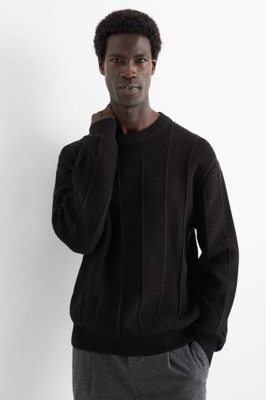 Uomo - Maglione - tessuto tramato - nero