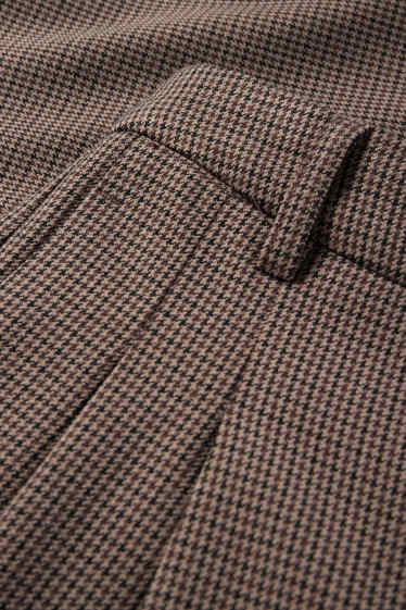 Femmes - Pantalon de toile - mid waist - jambe évasée - à carreaux - marron