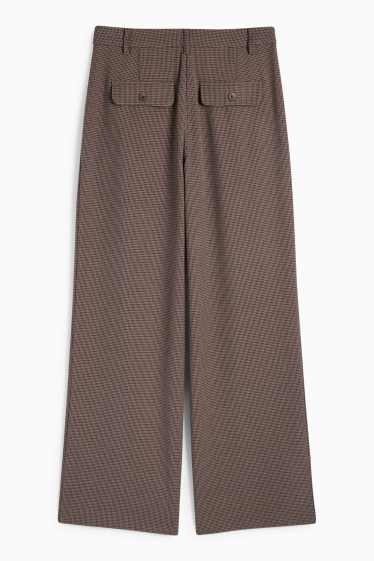 Femmes - Pantalon de toile - mid waist - jambe évasée - à carreaux - marron
