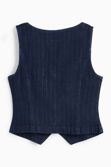 Damen - Jeans-Weste - tailliert - Nadelstreifen - dunkeljeansblau