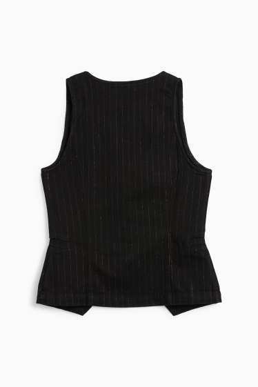 Damen - Jeans-Weste - tailliert - Nadelstreifen - schwarz