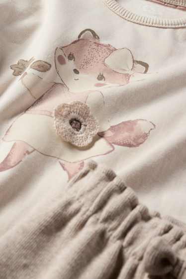 Bébés filles - Renard - tenue pour bébé - 2 pièces - beige clair
