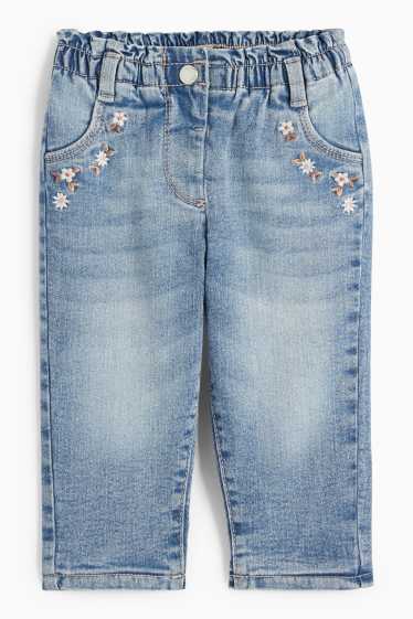 Baby Mädchen - Blümchen - Baby-Jeans - Thermojeans - helljeansblau