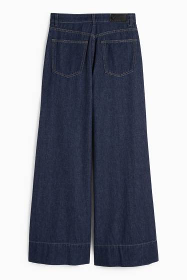 Dames - Wide leg jeans - high waist - jeansdonkerblauw