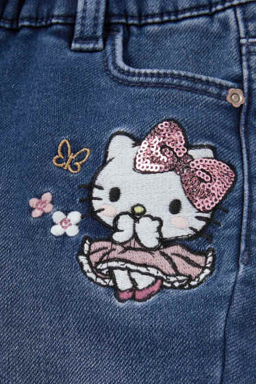Copii - Fete - Hello Kitty - skinny jeans - jeans termoizolanți - denim-albastru