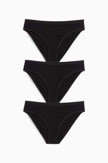 Dames - Set van 3 - slip - zwart