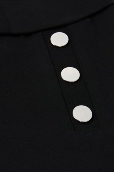Dámské - Žerzejové kalhoty - high waist - wide leg - černá
