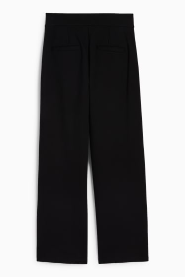 Dámské - Žerzejové kalhoty - high waist - wide leg - černá
