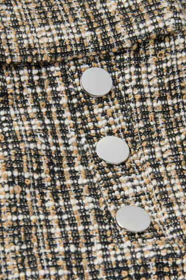 Femei - Pantaloni bouclé - talie înaltă - wide leg - bej