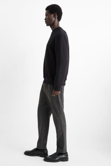 Hommes - Chino - tapered fit - à carreaux - gris foncé