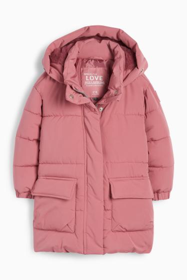 Nena - Jaqueta embuatada amb caputxa - repel·lent a l'aigua - rosa fosc