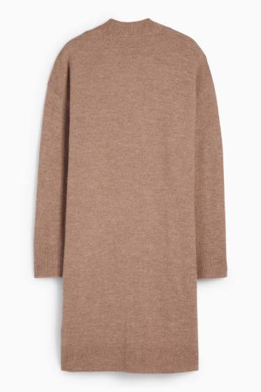Damen - Lange Strickjacke - hellbraun