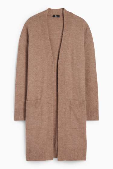 Damen - Lange Strickjacke - hellbraun