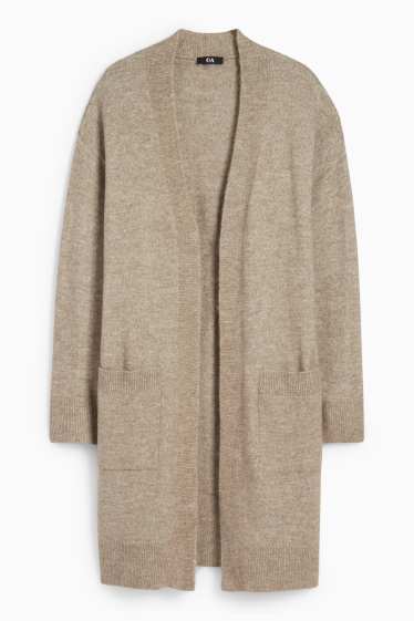 Femei - Cardigan tricotat lung - verde