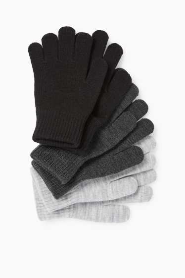 Kinder Buben - Multipack 3er - Handschuhe - schwarz
