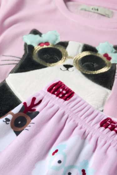 Kinder Mädchen - Hunde und Katzen - Weihnachtspyjama - 2 teilig - rosa