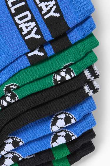 Children Boys - Multipack of 5 - football - socks with motif - blue