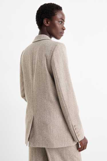Damen - Longblazer - Regular Fit - strukturiert - grau-melange