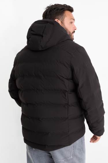 Uomo - Giacca trapuntata con cappuccio - idrorepellente - nero