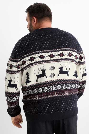 Uomo - Maglione natalizio - renna - blu scuro