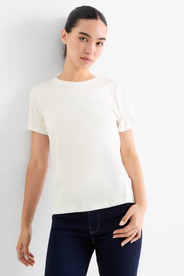 Femmes - T-shirt - Oversize - blanc crème