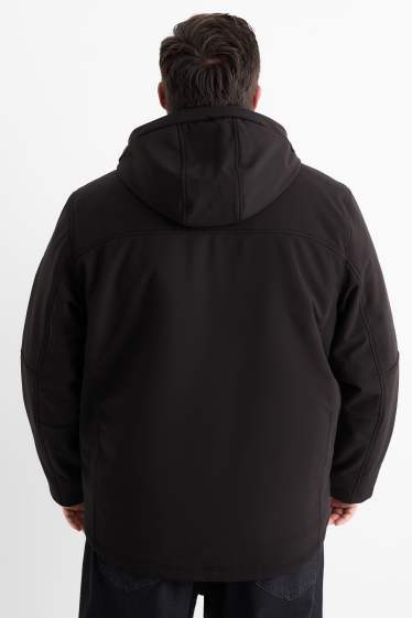 Heren - Softshelljas - gevoerd - waterafstotend - 4 Way Stretch - zwart