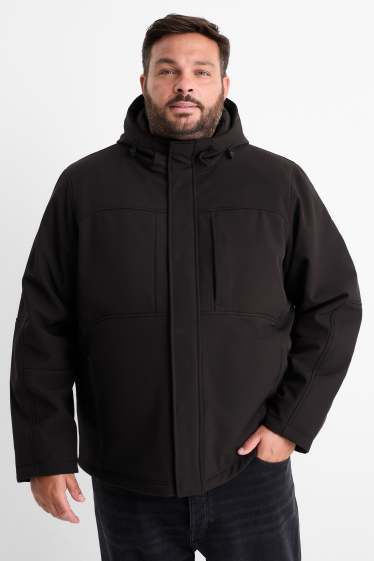 Heren - Softshelljas - gevoerd - waterafstotend - 4 Way Stretch - zwart