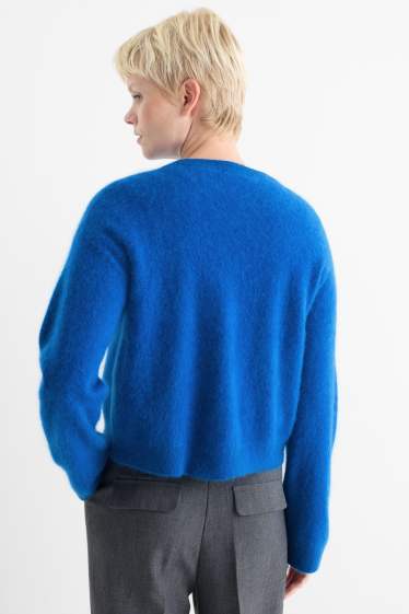 Damen - Kaschmir-Strickjacke - blau