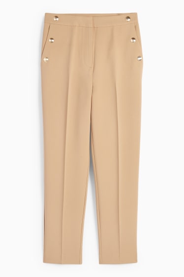 Women - Cloth trousers - high waist - tapered fit - beige