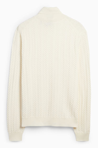 Men - Turtleneck jumper - textured - cremewhite