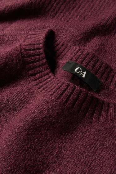 Femei - Pulover din tricot fin - bordo