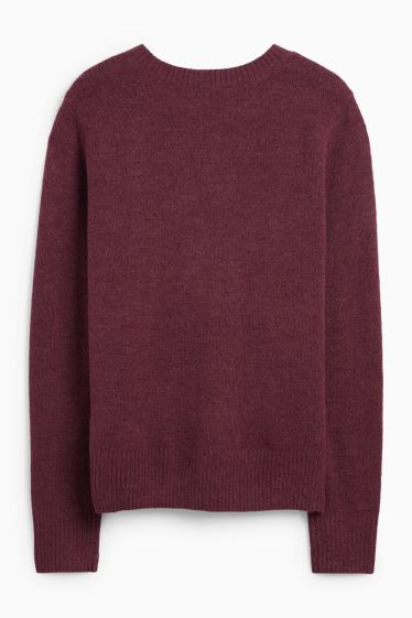 Femei - Pulover din tricot fin - bordo