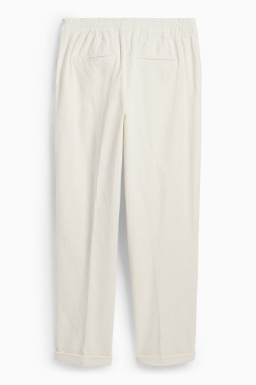 Dámské - Manšestrové kalhoty - high waist - tapered fit - LYCRA® - krémově bílá