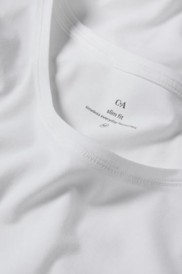 Dámské - Multipack 3 ks - tričko basic - slim fit - bílá