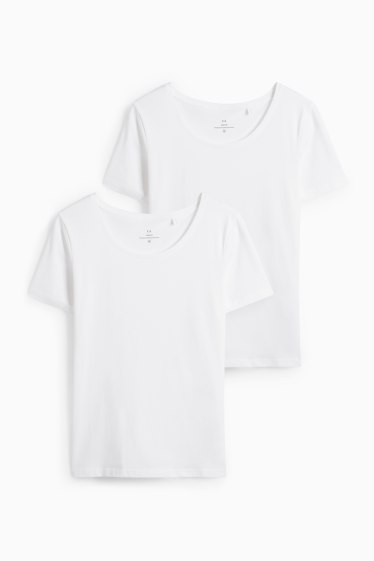 Dámské - Multipack 3 ks - tričko basic - slim fit - bílá