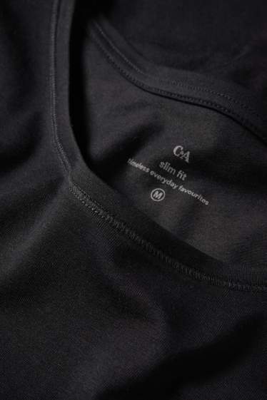 Damen - Multipack 3er - T-Shirt - Slim Fit - schwarz