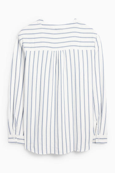 Women - Blouse - white / light blue