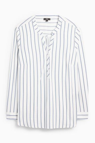 Women - Blouse - white / light blue