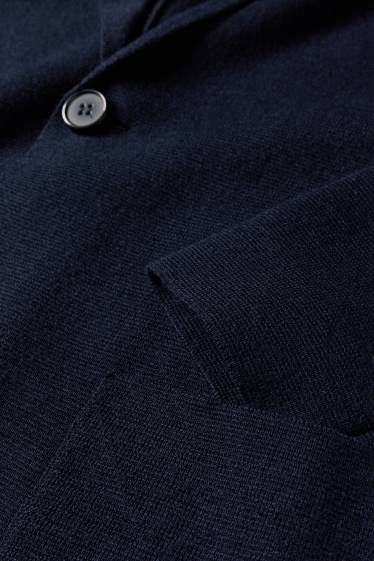 Heren - Fijn gebreid colbert - regular fit - donkerblauw