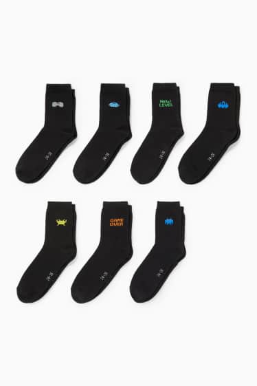 Children Boys - Multipack of 7 - gaming - socks with motif - black
