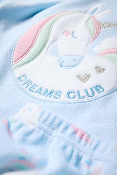 Enfants filles - Licorne - pyjama en polaire - 2 pièces - bleu clair