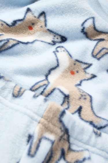 Kinderen: jongens - Wolf - pyjama van fleece - 2-delig - lichtblauw